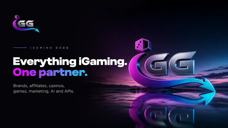 iGG graphic: the chrome GG logo over a reflective lake, captioned "Everything iGaming. One partner."
